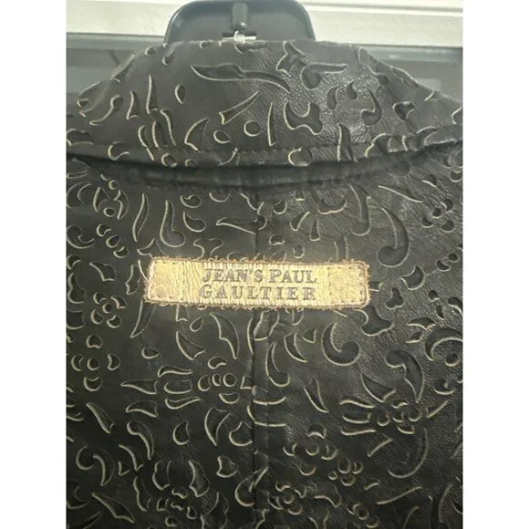 Jean Paul Gaultier Black Textured Blazer Jacket Embossed Pattern Button Details